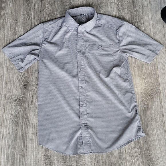 Swiss Tech Shirt Mens S Small Grey Short Sleeve Button Pockets Collared - Picture 1 of 5